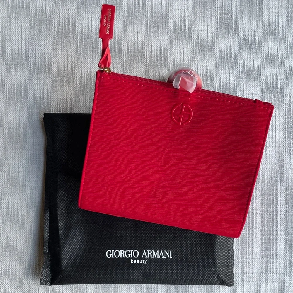 Giorgio Armani Red Zip Cosmetic Pouch clutch